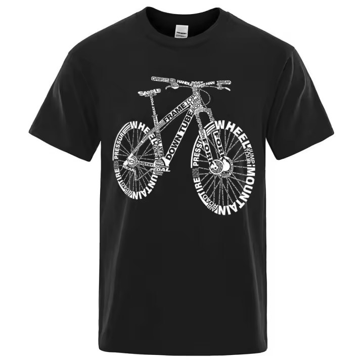 Tre de montaña de algodón de gran tamaño, camisa de bicicleta increíble, camiseta de moda, ropa de calle para hombres - 1