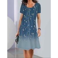 Vestido de manga corta con cuello redondo para mujer, estampado informal, moda de verano - details 2