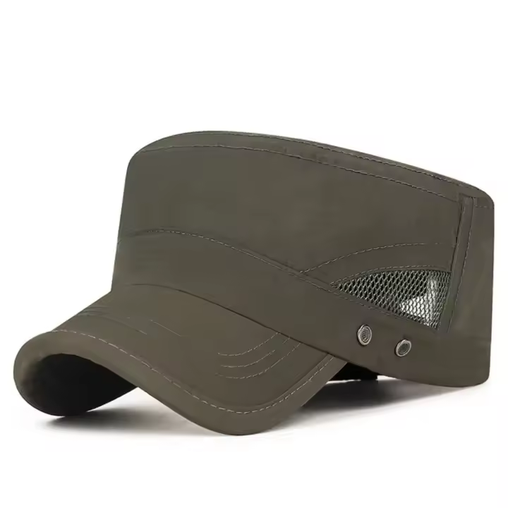 Nuevo Gorra plana de poliéster con visera, sombrero ajustable de secado rápido para el sol, gorra transpirable con visera de verano para hombre - 1