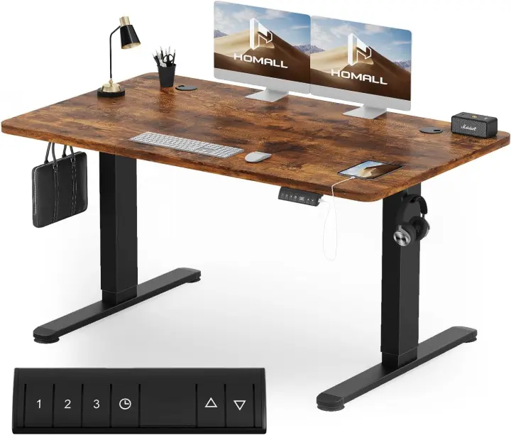 160x80 CM Elevable Regulable en Altura,Escritorio de Pie con Tablero de Cuatro Partes, Mesa Ordenador con Función de Memoria - 1