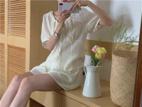Blusa de verano 2024 de gran tamaño para mujer, traje de dos piezas con camisa de manga corta y pantalones de pierna ancha de cintura alta. - details 22