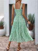 Nuevo vestido con tirantes de estilo pastoral dulce y fresco estampado - details 6