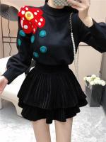 Otoño Invierno suéteres de punto mujeres jerseys moda coreana volantes manga 3D flores prendas de punto Top suéter Sueter Mujer Jumper - details 6
