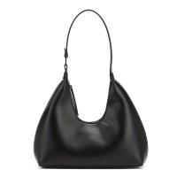 Bolso de hombro de media luna para mujer - Bolso retro para axila con cierre de cremallera, bolso de mano de cuero de grano superior de gran capacidad para desplazamientos y viajes, bolso de mano versátil en café, marrón claro, blanco, rosa, negro - details 8