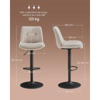 Juego de 2 Taburetes de Bar Sillas Altas Giratorias Regulables en Altura Acolchado PU - details 46