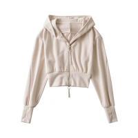 Sudadera con capucha holgada de manga larga de estilo corto, cintura alta, doble, deportiva, moda, camisa nueva - details 3