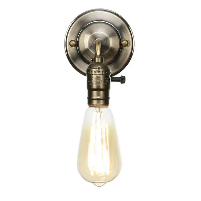 Interruptor de cadena de extracción de luces led de pared, lámpara de pared de dormitorio de hierro Vintage, estilo Retro, Loft cromado, mesita de noche, escalera, Wandlamp - 1