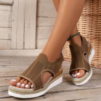 Sandalias de plataforma de malla para mujer, zapatos de cuña con punta abierta, ligeros e informales, novedad de verano - details 1