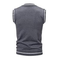 Nuevo Chalecos sin mangas de punto con cuello en V para hombre, jerséis de punto ajustados, suéteres de moda de retales, ropa de calle informal inteligente - details 6
