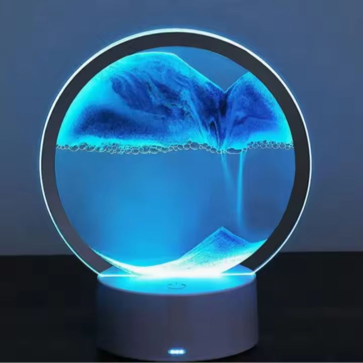 Lámpara LED de escritorio artística, luz de arena movediza artesanal, arena movediza de paisaje Natural 3D, luz nocturna de reloj de arena móvil regulable, alimentada por USB, 1 ud. - 1