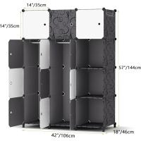 Armario Modular Portátil de 20 Compartimentos Guardarropa para Dormitorio con Barra para Colgar Ropa Compartimentos Más Profundos Aptos para Perchas - details 20