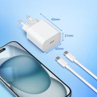 Cargador USB C y Cable de carga para iPhone 16/15 Pro Max 15/16 Plus iPad Air Pro, Cable de carga rápida con enchufe USB C, adaptador de corriente (blanco, 1 paquete) - details 1
