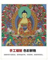 Thangka de Sakyamuni Bordado Nepalés Pintura de Mano Tantrica Buddhismo para Entrada de Sala de Estilo Xizang Luz y Decoración de Candeles y Soportes - details 3
