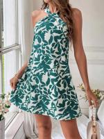 Vestido corto sin mangas con estampado halter de nuevo estilo - details 1