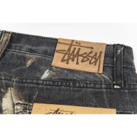 Pantalones capri para hombre con diamantes cortados en llamas de moda superior en 2025, pantalones vaqueros casuales de hip-hop para parejas, pantalones cortos lavados de calle americana para deportes de verano al aire libre - details 5