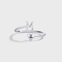 Anillos de Letras para mujer, Plata de Ley 925, A-Z, Iniciales apilables de Nombre, Anillo Abierto con Talla Ajustable - details 12