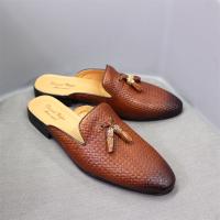 Sandalias puntiagudas de verano en relieve tejidas de cuero - details 4