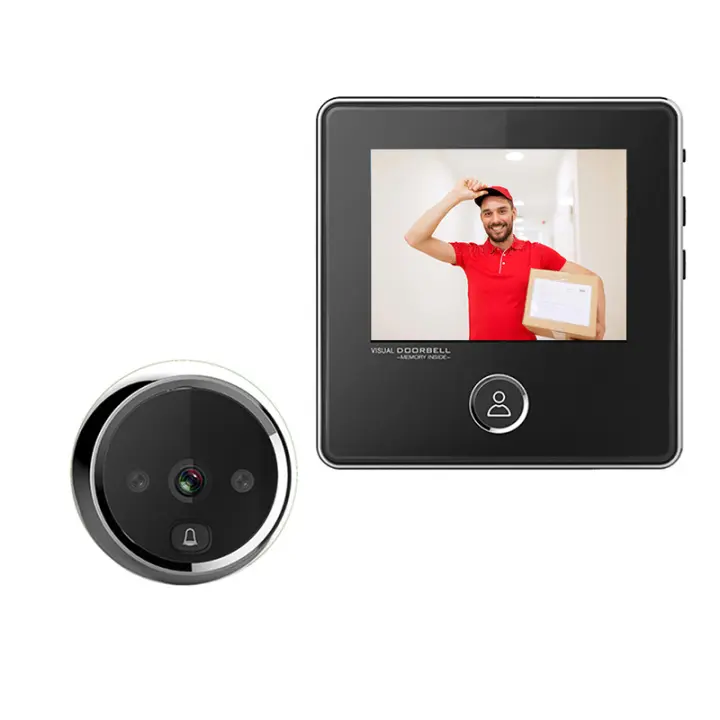 KAK-Smart Doorbell Camera, 2.8" LCD Screen Electronic Door Viewer, Clear Night Vision Photo Recording, Security Door Hardware - 1