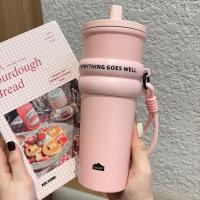 Botella térmica creativa de acero inoxidable 304 con pajita, taza de bebida fría a la moda de 710ml, termo portátil a prueba de fugas para oficina - details 10