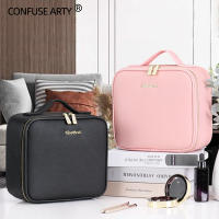 Bolsa de maquillaje con espejo grande con compartimentos para mujer, estuche de cosméticos de viaje de cuero PU impermeable, nuevo - details 5