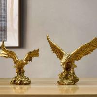 Estatua dorada de resina, artesanía artística, colección de modelos de águila 3D, figuritas Feng Shui de escritorio para el hogar y la Oficina, adorno de decoración - details 5