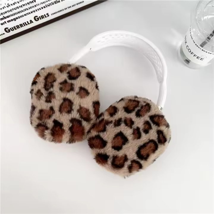 Fundas de lujo con estampado de leopardo para auriculares inalámbricos Airpods Max, fundas protectoras suaves de felpa y peluche. - 1