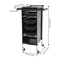 Carro de peluquería, carrito de operación con 4 cajones y ruedas, carrito de trabajo, carrito de peluquería para estilista, peluquero, spa de peinado (negro) - details 4