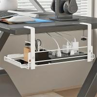 Bandeja de gestión de cables para debajo del escritorio, almacenamiento de estación de trabajo, cesta de bandeja de cables de Metal, escritorio de pie para oficina y hogar estilo 1 - details 2