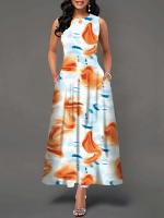 Women's Boho Long Dress Elegant Sleeveless Floral Print Casual Beach Party Summer Dress - details 34