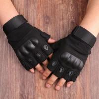 Guantes de motocicleta resistentes al desgaste, guantes de carreras Vintage antideslizantes, guantes de cuero de cabra sin dedos, guantes de medio dedo para deportes al aire libre - details 3