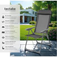 Conjunto Sillas Jardín Exterior de Aluminio, Respaldo Regulable y Reposacabezas, Conjunto Sillas Terraza Resistentes a Intemperie, Transpirable, Patas Reforzadas - 4 Sillas Gris - details 11