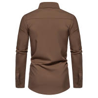 Camisa de manga larga con botones para hombre, camisa informal de negocios, Color sólido, cómoda, Social, Oficina, blusa blanca y negra, moda de otoño - details 47