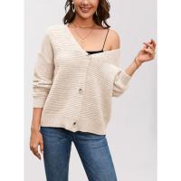 Chaqueta de punto holgada informal con cuello en V para mujer nueva otoño e invierno 2024 - details 1