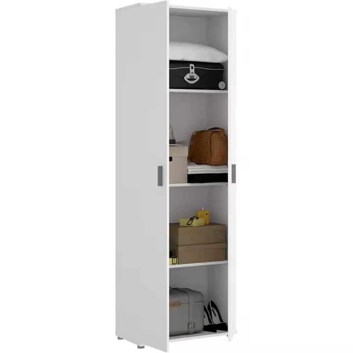 ARMARIO MULTIUSOS DE 2 PUERTAS CON 3 ESTANTES - 190x61x35 cm - BLANCO - 1