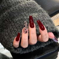 Uñas postizas ligeras y plateadas de color rojo sólido para uñas, bricolaje en casa - details 2