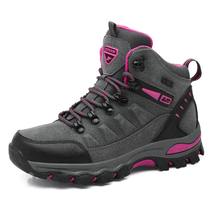 Botas de senderismo antideslizantes para mujer, zapatos de Trekking deportivos, rojo, moda - 1