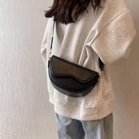 Bolso Retro de Color sólido con tapa para mujer, bandolera con correa ancha para el hombro de cuero PU a la moda - details 12