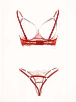 Conjunto de lencería erótica de encaje floral, sujetador de busto abierto y tanga de entrepierna abierta, ropa sexy para mujer - details 20
