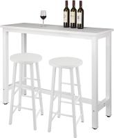 Conjunto de Mesa de Bar y 2 Taburetes, Muebles de Comedor, Mesa Alta y Taburetes de Bar, Barra Cocina y Salon, 140x40x100 cm, Metal + MDF, Roble Claro - details 42
