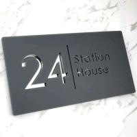 Placa de dirección personalizada con números de buzón hebreo de casa acrílica, placas de nombre para exteriores y hogar de oro negro - details 11