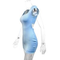 Novedad de verano, vestido elegante de manga con cuello cuadrado, vestido corto ajustado con realce del pecho - details 8