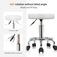 PU reposapiés Ajuste Altura Giratorio Medical SPA salón taburetes Masaje Silla Trabajo Color Blanco - details 5
