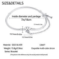 Pulsera con dije con estampado de pata de mascota, de Plata de Ley 925, compatible con cuentas, colgantes, joyería fina para mujeres y niñas - details 4