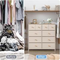 con 10 cajones de tela, cómoda para dormitorio, mueble de almacenamiento, muebles de dormitorio, cómoda para cocina, oficina, pasillo, mueble para TV con cajones - details 13