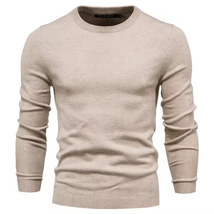 Suéter grueso de cuello redondo para hombre, jersey de punto cansado, tops de otoño e invierno - 1