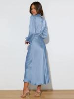 Primavera Verano nuevo vestido de manga larga de satén de gama alta vestido de noche elegante para mujer ropa de fiesta vestidos de celebridades - details 28