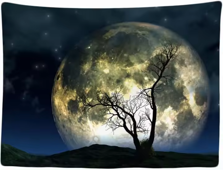 Decoración del Hogar Paisaje Nocturno Lleno de Luna Grande Murales Alfombra Tapiz Pared - 1
