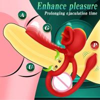 Anillo de pene con vibración inalámbrica Vibrador de doble motor de nueve frecuencias Vibración de dos puntos Eyaculación retardada Erección agrandada Juguete sexual para parejas Anillo para pene Sexy Rose Motor de vibración dual Eyaculación retardada Est - details 1