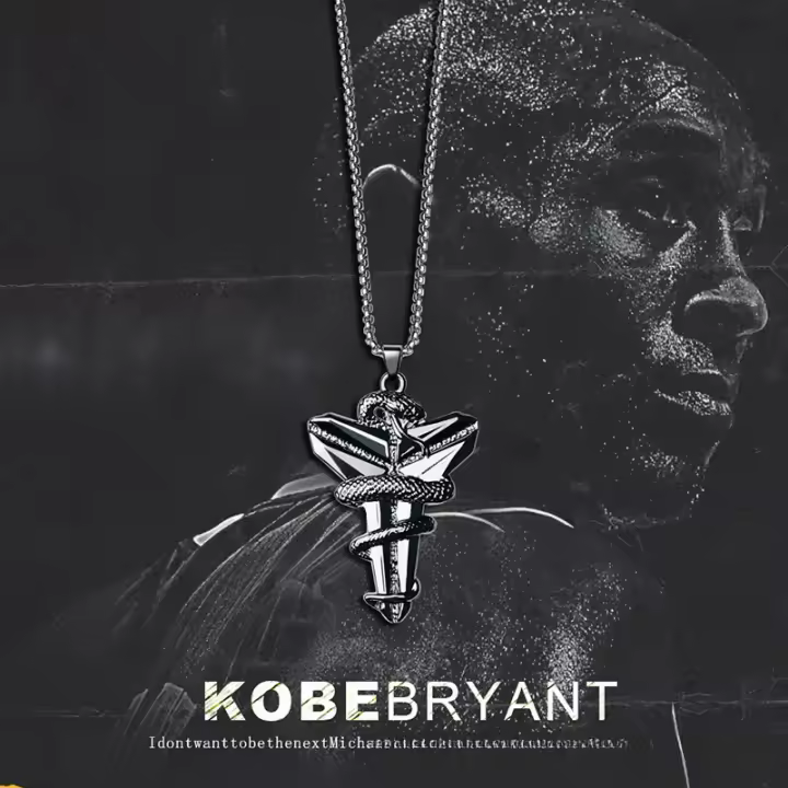 Estrella Kobe Bryant collar conmemorativo Hip Hop ins moda titanio acero Mamba temperamento accesorios para hombres - 1