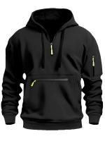 Men's Hooded Sweater Leisure Sports Pullover Retro Harajuku Long Sleeve Zipper Multi-pocket Casual Loose Coat Street Wear - details 4